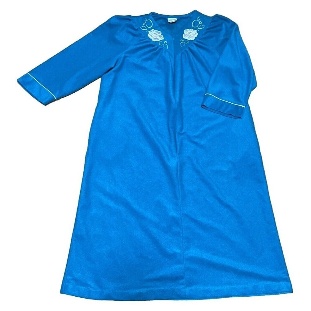 Quiet Moments House Robe Women’s Size XL Fleece Embroidery Pockets Long …